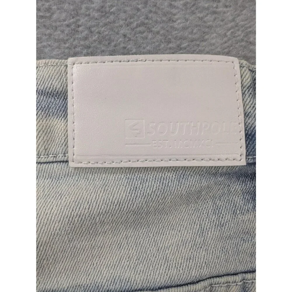 Southpole Denim Biker Shorts Mens 38 Blue Light Wash Slim Fit Moto Distressed